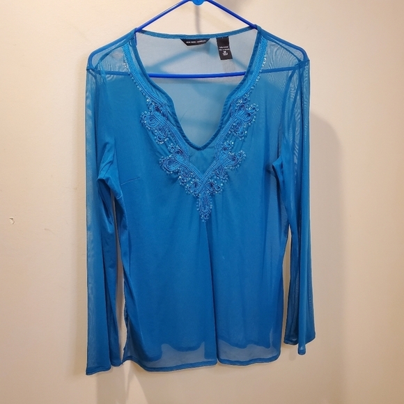 New York & Company 100% Nylon transparent blouse size M - Picture 2 of 10
